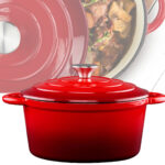 Gusseisen-Topf, emailliert, Ø 24 cm x 11,8 cm, rot