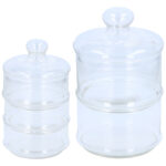 Aufbewahrungsglas-Set mit zwei und drei Ebenen, inkl. Deckel Aufbewahrungsglas-Set mit zwei und drei Ebenen, inkl. Deckel