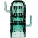 Trinkglas mit Henkel, Kaktus, grün, 4er-Set, stapelbar, 240 ml