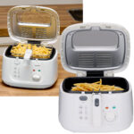 Fritteuse mit Deckel, 2.5 Liter, 1800 W, bis 190 Grad Celsius, weiss