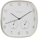 Wanduhr mit Thermo- und Hygrometer, Alu-Rahmen, gold,  Ø 28,5 cm