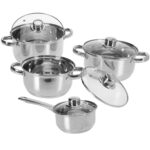 8-teiliges Kochtopfset mit 4 verschiedenen Töpfen, Glasdeckeln