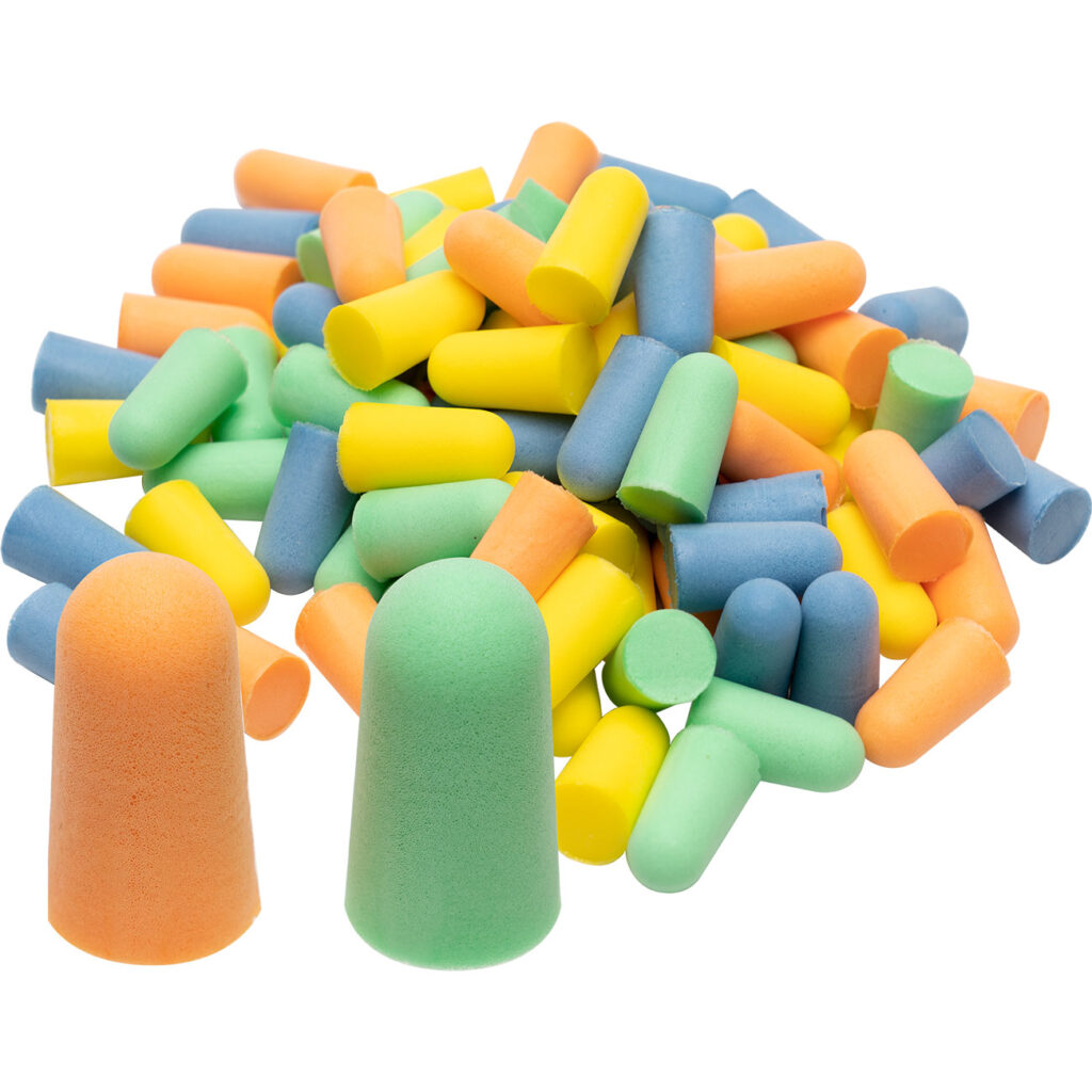 Gehörschutz-Ohrstöpsel, 100 Stück, mehrfarbig, SNR 33 dB