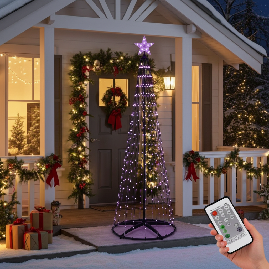 LED-Weihnachtsbaum Kegelform, mehrfarbig 370 LEDs. 210 cm