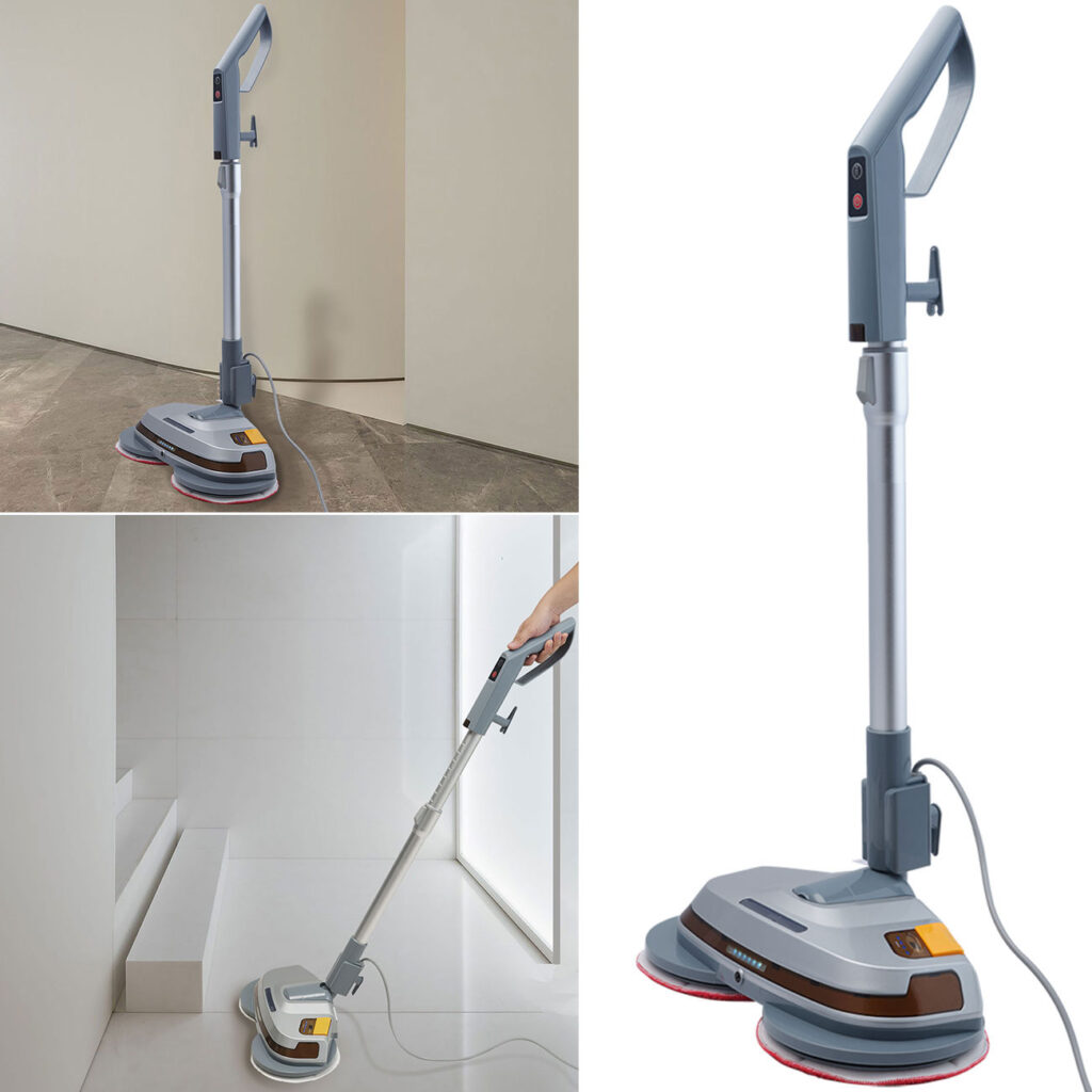 Fussboden-Poliermaschine mit Teleskop-Griff, Mikrofaserpads, Sprühfunktion, LEDs