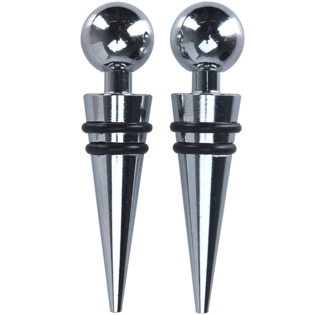 Flaschenverschluss 2er-Set, verchromtes Metall Flaschenverschluss 2er-Set, verchromtes Metall