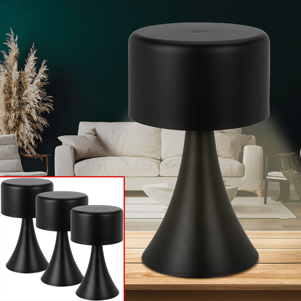 3er-Set Design LED-Tischlampe, schwarz, Batteriebetrieb, 12 x 21 cm