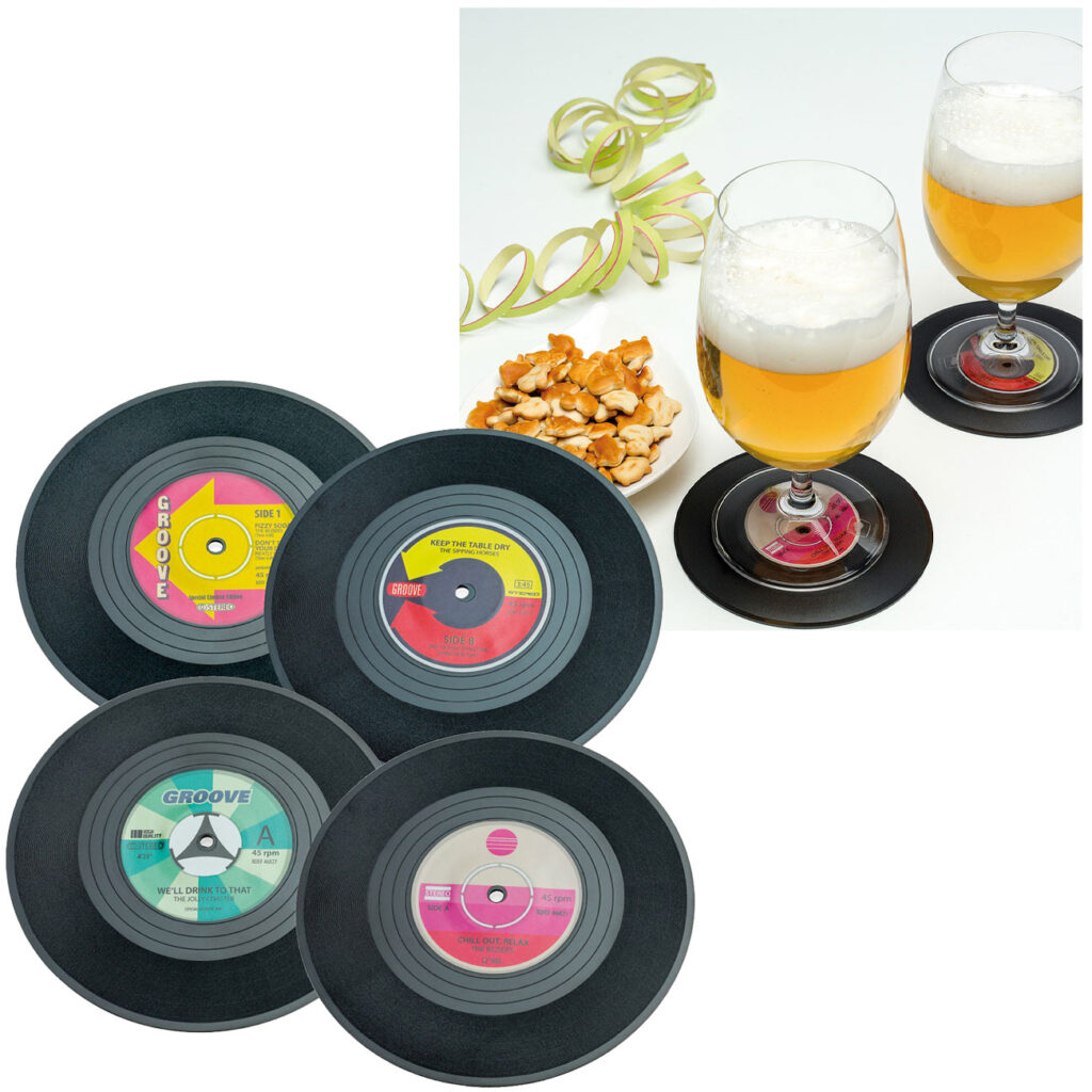 Vinyl-Untersetzer, 4er-Set, Schallplatten Tischsets