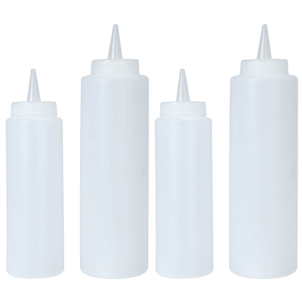 Garnierflaschen, 4er-Set, 2x 250 ml und 2x 400 ml