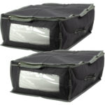 2er-Set Unterbettkommode mit Sichtfenster & Handgriff, 50 x 38 x 20cm, grau