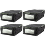 4er-Set Unterbettkommode mit Sichtfenster & Handgriff, 50 x 38 x 20cm, grau