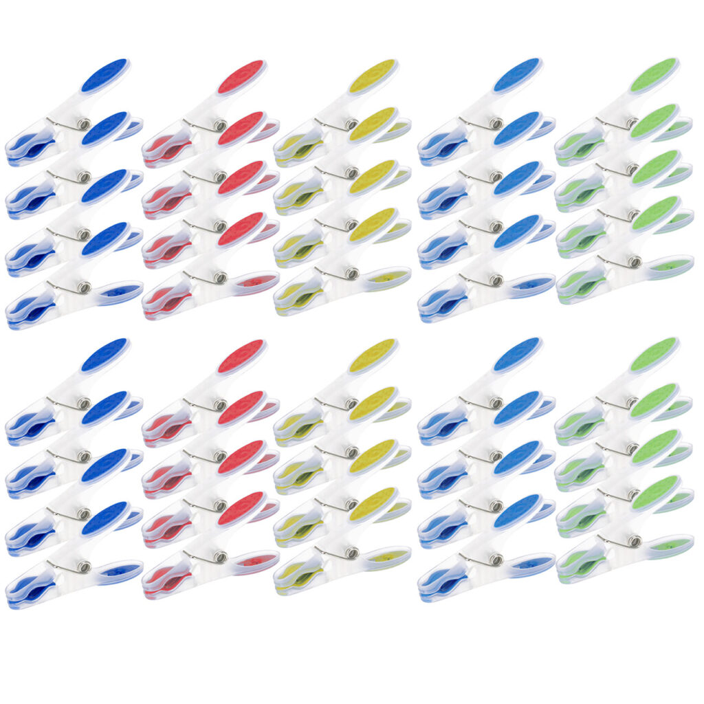 Wäscheklammern mit Soft-Grip, 80 Stück, in 5 Farben