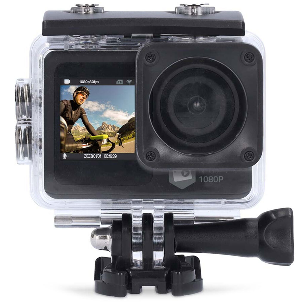 Dual-Screen Action Cam, Full-HD, 12 MP, Wi-Fi, App, wasserdicht bis 30 m