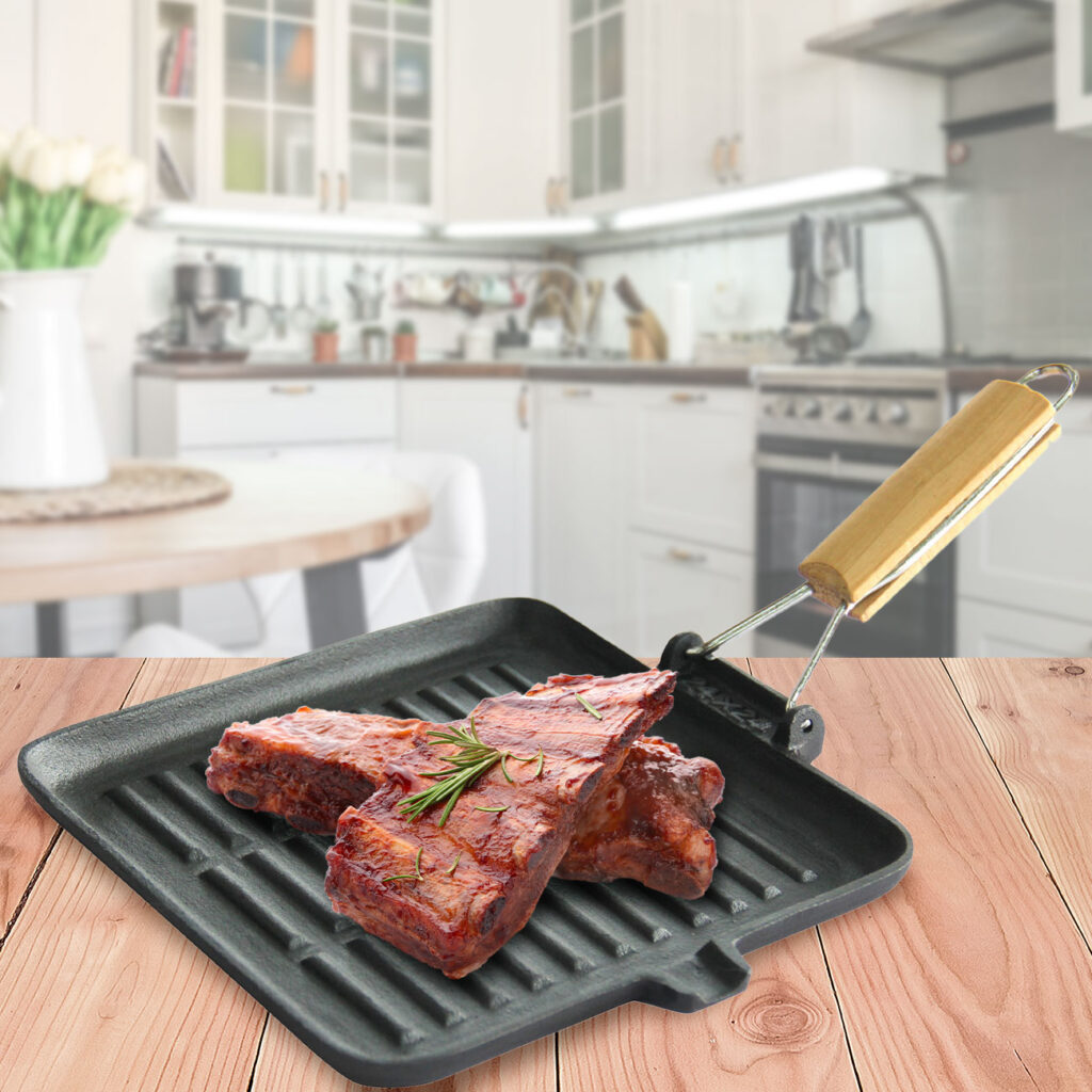 Gusseiserne Grillpfanne, 24 cm