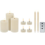LED-Kerzen-Set, flackernd, elfenbein/weiss