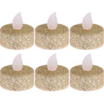 LED-Teelichter 6 Stück, Gold-Glitzer, 3.8 x 4 cm
