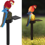 Solar-Papagei-Lampe mit Erdspiess, warmweiss