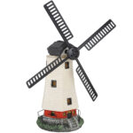 Solar-Windmühle mit beleuchteten Fenstern, 33,5 x Ø 19 cm