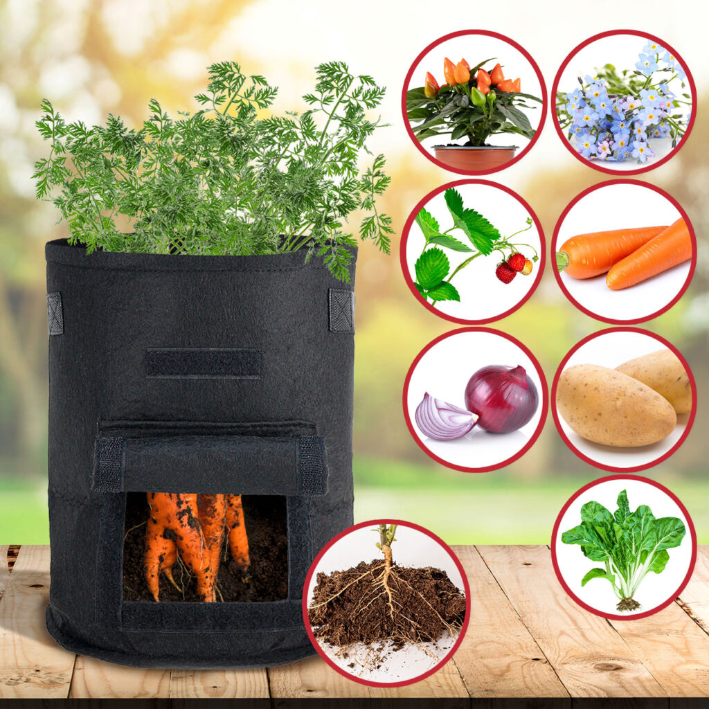 XL-Pflanzen-Wachstumssäcke, 2er-Set, mit Tragegriffen und Sichtfenster, je 38 l