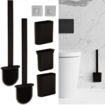 2er-Set WC-Bürste mit Silikonborsten inkl. Bürstenhalter, schwarz 2er-Set WC-Bürste mit Silikonborsten inkl. Bürstenhalter, schwarz