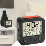 Digitaler Funkwecker mit Thermometer, Datum, 2 Weckzeiten, schwarz