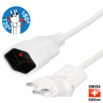 Clip-Clap Verlängerungskabel, Winkelstecker (klappbar), 3 Meter weiss