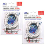 2er-Set USB 2.0 Lightning Ladekabel, 2m, weiss