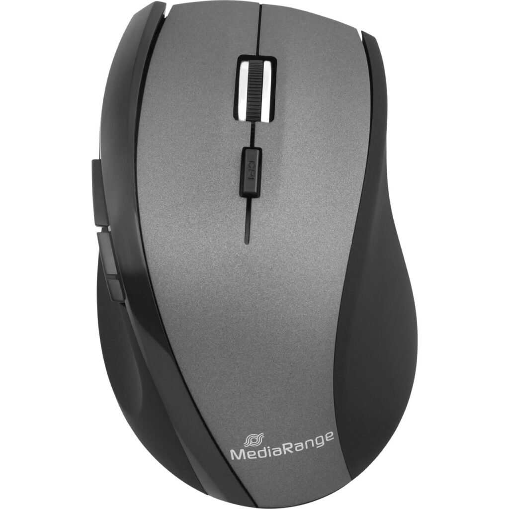 Kabellose 5-Tasten-Maus mit optischem Sensor, schwarz/grau