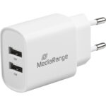 USB-Netzteil mit 2 USB-A Anschlüssen, 12W, weiss