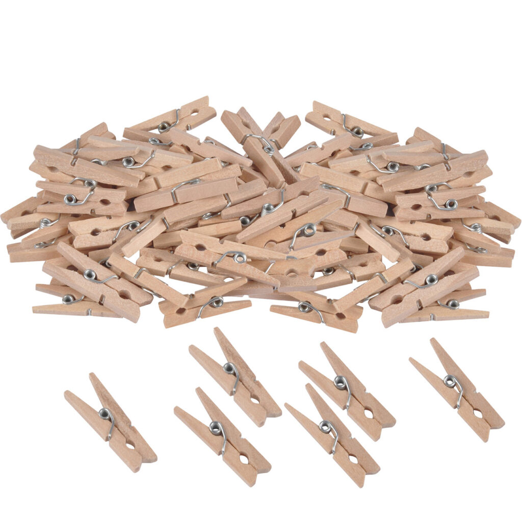 Mini-Klammern aus Holz,100 Stück natur Mini-Klammern aus Holz,100 Stück natur