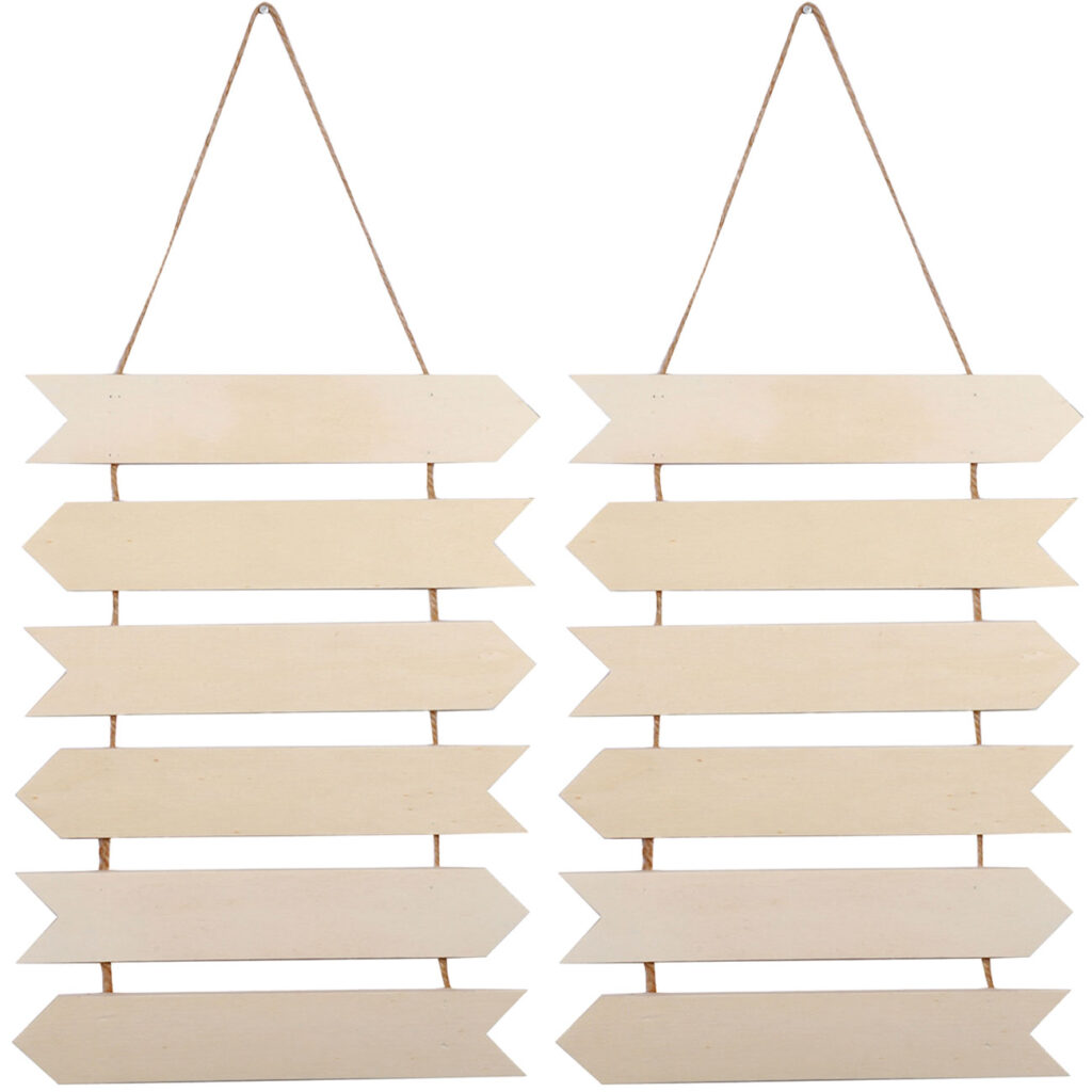 2er-Set 6 hängende Pfeile, Dekoration aus Holz, 29 x 40 cm