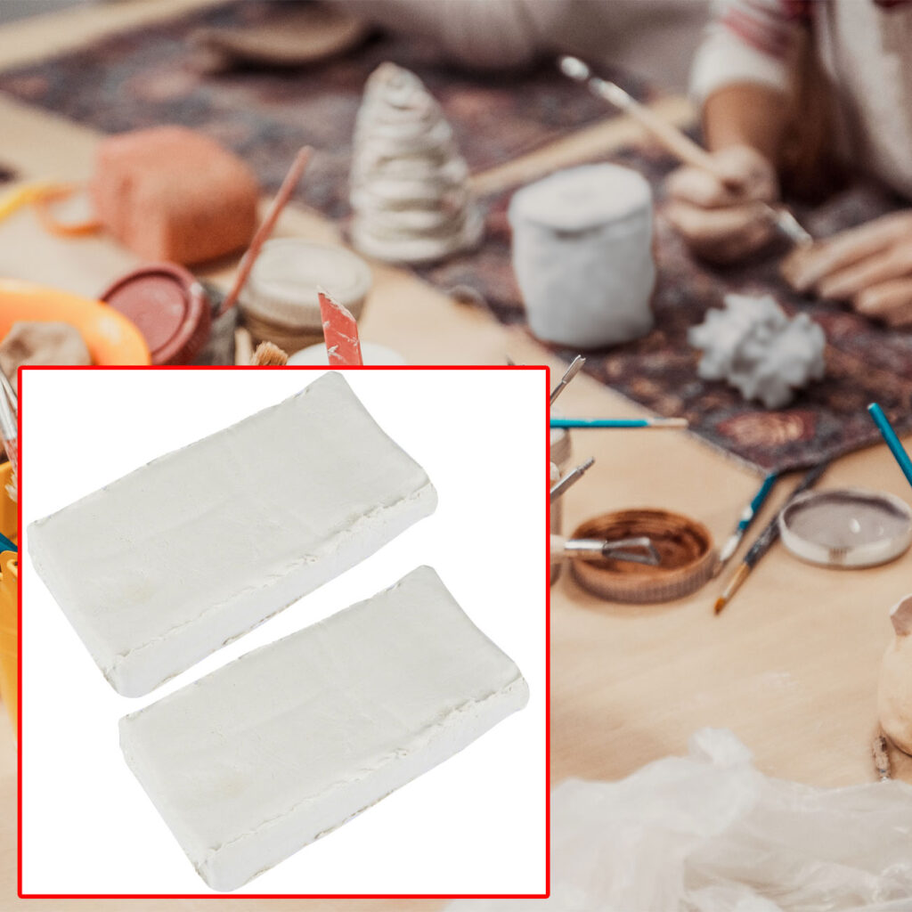 2er-Set Ton, Naturton, selbsthärtend, je 500g, weiss