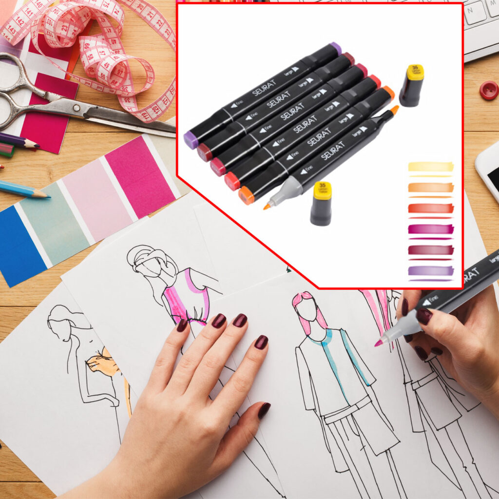 Doppelspitzen-Marker, 6 Stk., fein und breit, warme Farben