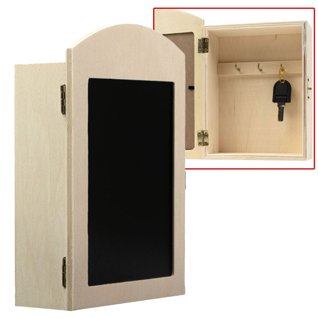 Schlüsselkasten mit Tafel/Schiefertür, 13 x 5 x 19 cm
