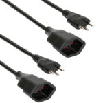 2er-Set Verlängerungskabel, schwarz, 3-polig auf Kupplung, Stromkabel, 5 m