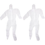 2er-Set Schutzanzug aus Polypropylen-Gewebe, Einweg-Overall mit Reissverschluss 2er-Set Schutzanzug aus Polypropylen-Gewebe, Einweg-Overall mit Reissverschluss
