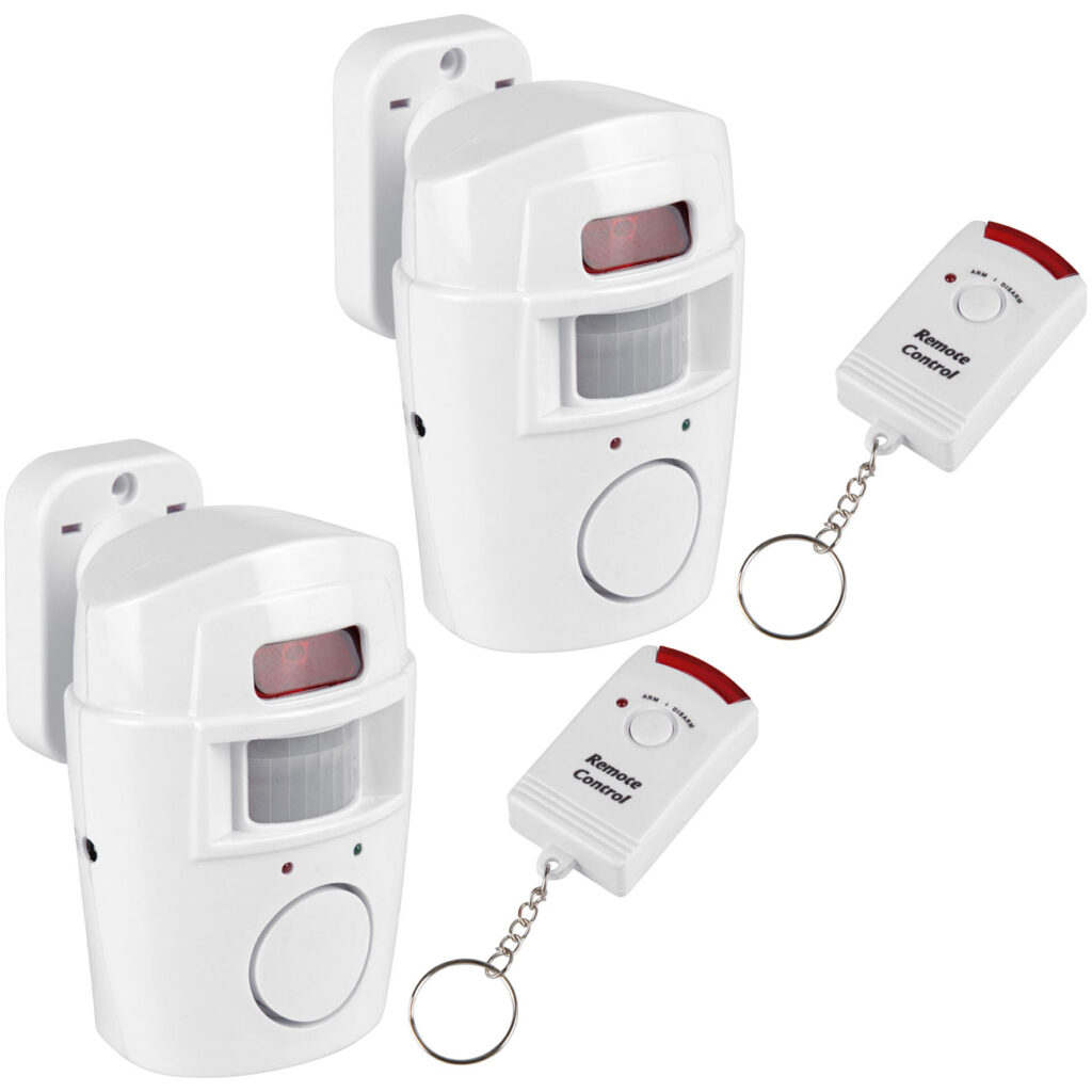 2er-Set Bewegungsmelder mit Alarmfunktion und zwei Fernbedienungen,105db