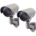 2er-Set Dummy Überwachungskamera mit Signal LED, grau, Kamera-Attrappe 2er-Set Dummy Überwachungskamera mit Signal LED, grau, Kamera-Attrappe