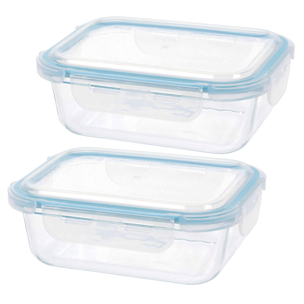 2er-Set Frischhaltedose aus Glas mit Klick-Verschluss, 550 ml