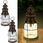 2er-Set Retro LED-Laterne im Industrial Vintage Stil, H29 cm