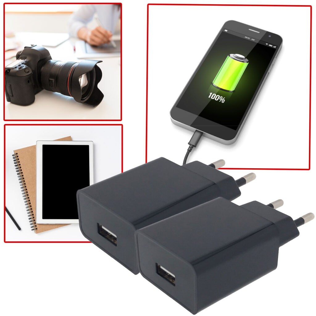 2er-Set USB-A-Ladegerät, 10 W, schwarz 2er-Set USB-A-Ladegerät, 10 W, schwarz