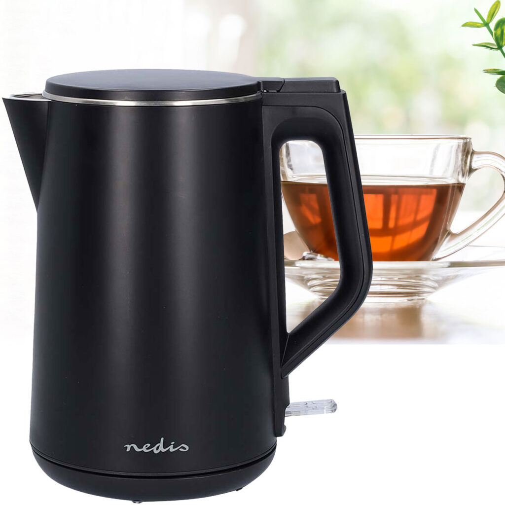 Doppelwandiger Wasserkocher, 1,5 l, schwarz
