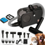 Haustier-Schermaschine mit Staubsauger & 10 Aufsätzen, 350W, schwarz-roségold