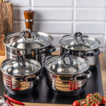 Kochtopf-Set aus Edelstahl mit Glasdeckeln, 4-teilig, Ø16/18/20/24cm