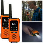 Outdoor-Funkgeräte, 2er-Set, IPX7, Taschenlampe, bis 10 km
