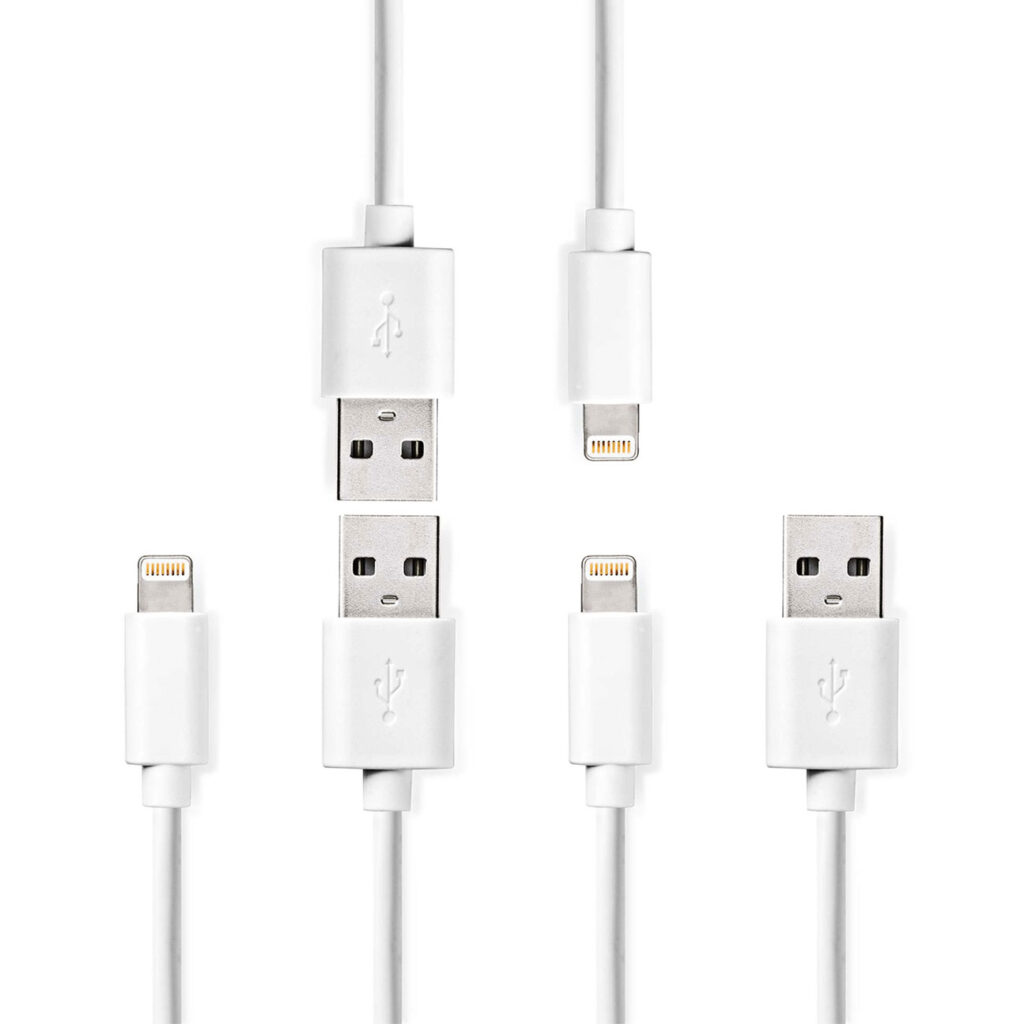 3er-Set iPhone Ladekabel, Lightning Kabel, USB-A, Apple MFi Zertifiziert, 1 m, weiss