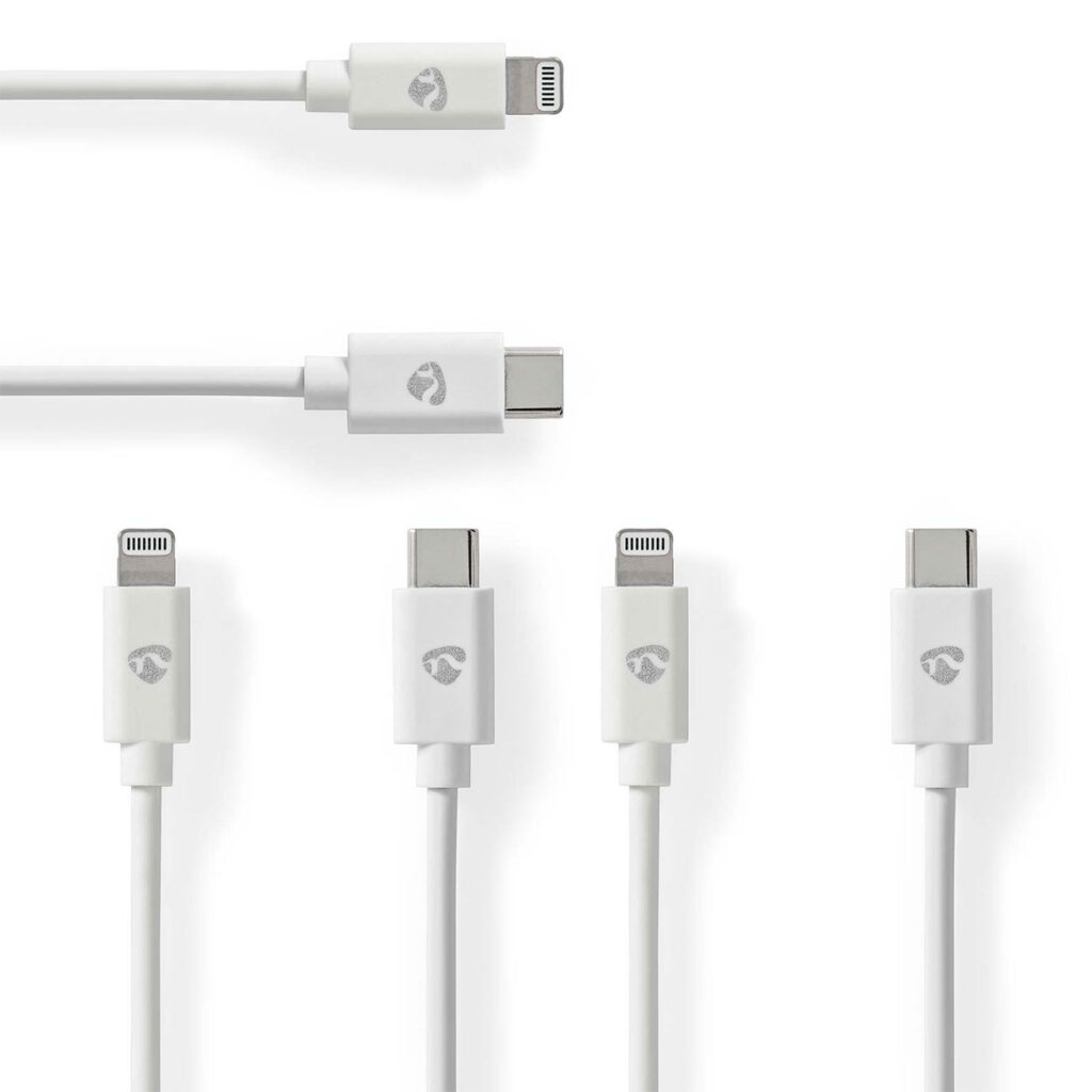3er-Set iPhone Ladekabel, Lightning Kabel, USB-C, MFi Zertifiziert, 2 m, weiss