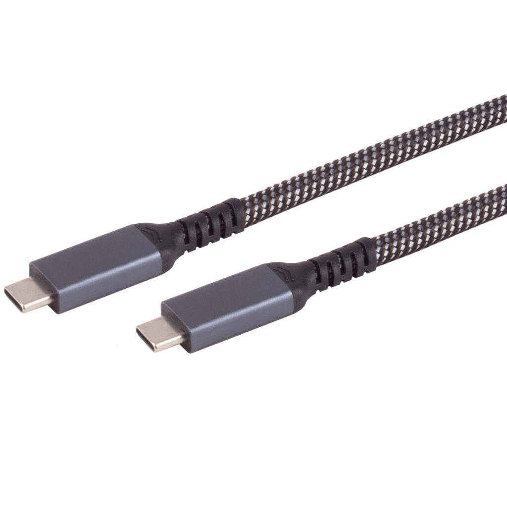 Daten- & Schnellladekabel USB-C, schwarz/weiss, 2 m, textil