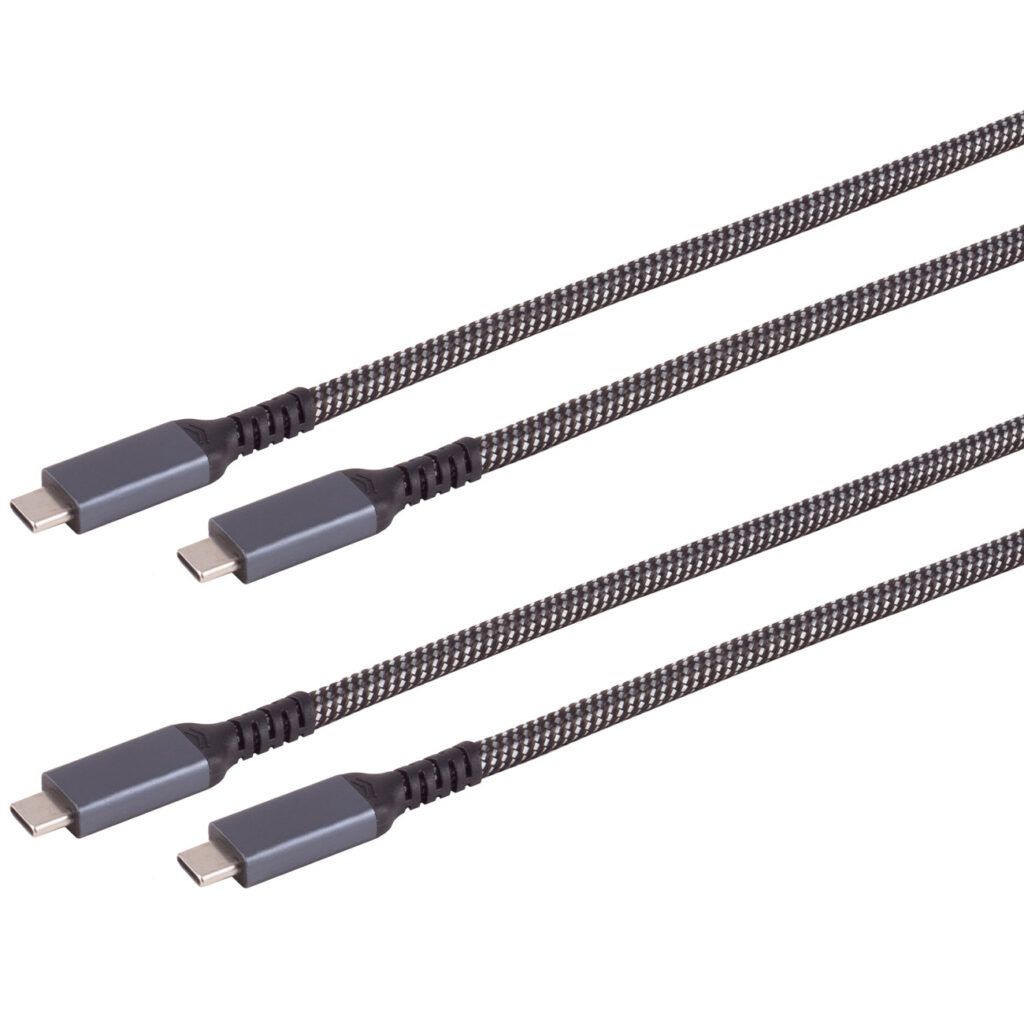 2er-Set Daten- & Schnellladekabel USB-C auf USB-C, schwarz/weiss, 2 m, textil