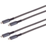 2er-Set Daten- & Schnellladekabel USB-C auf USB-C, schwarz/weiss, 2 m, textil